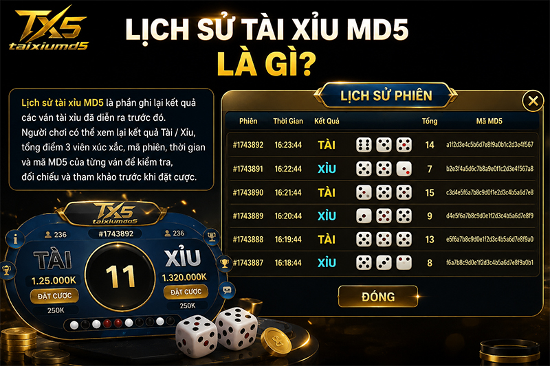 Lịch sử tài xỉu MD5